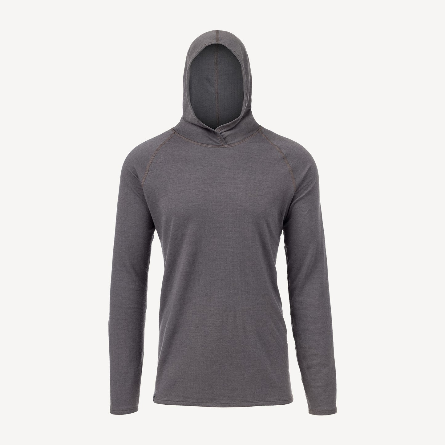 A gray American made Duckworth merino wool hoody. 