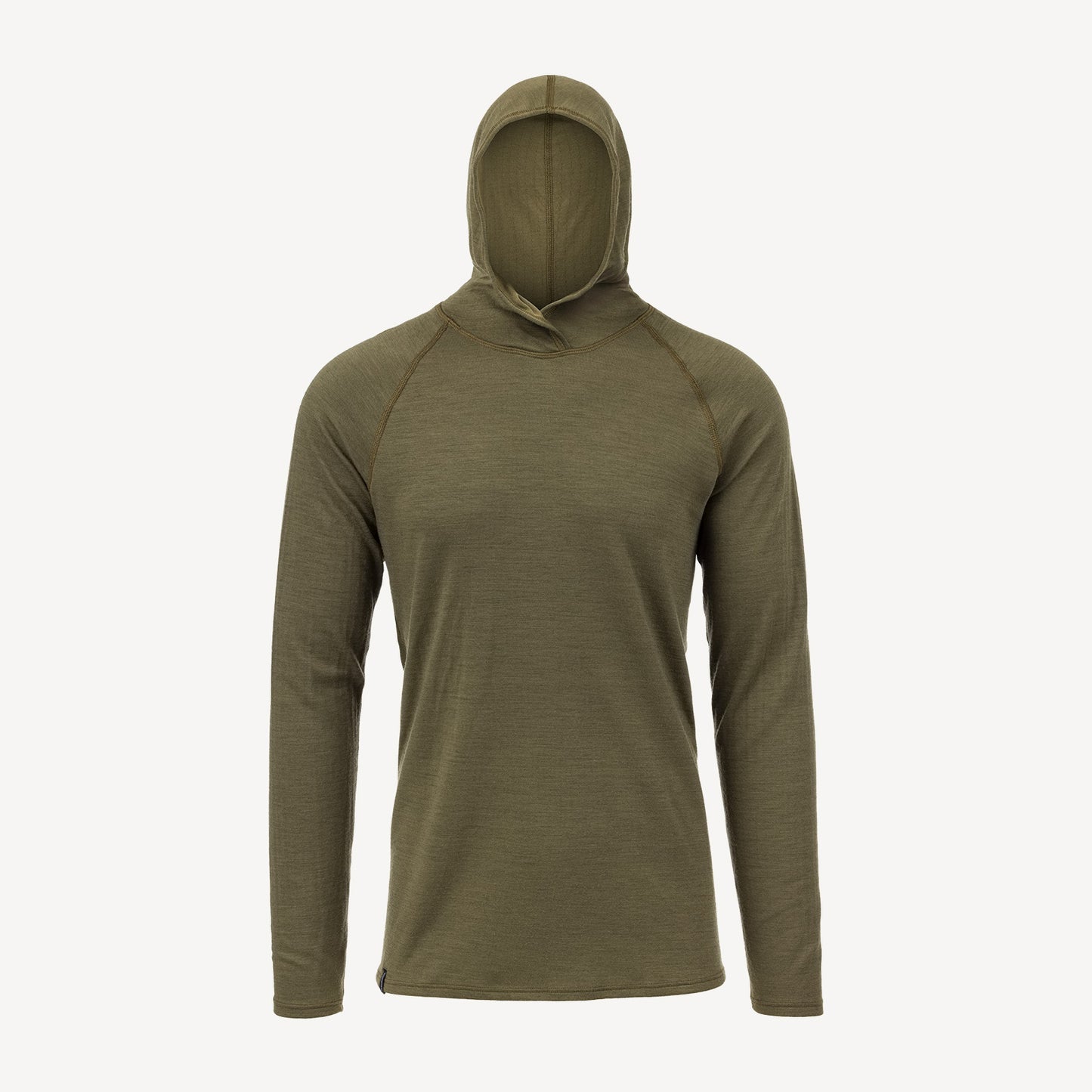 A green American made Duckworth merino wool hoody. 