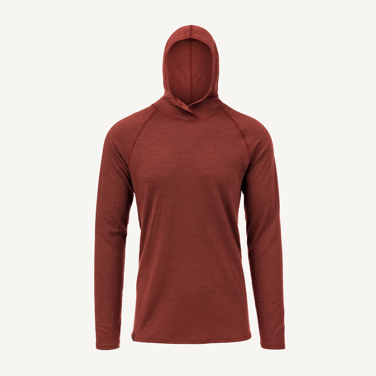 A red American made Duckworth merino wool hoody. 